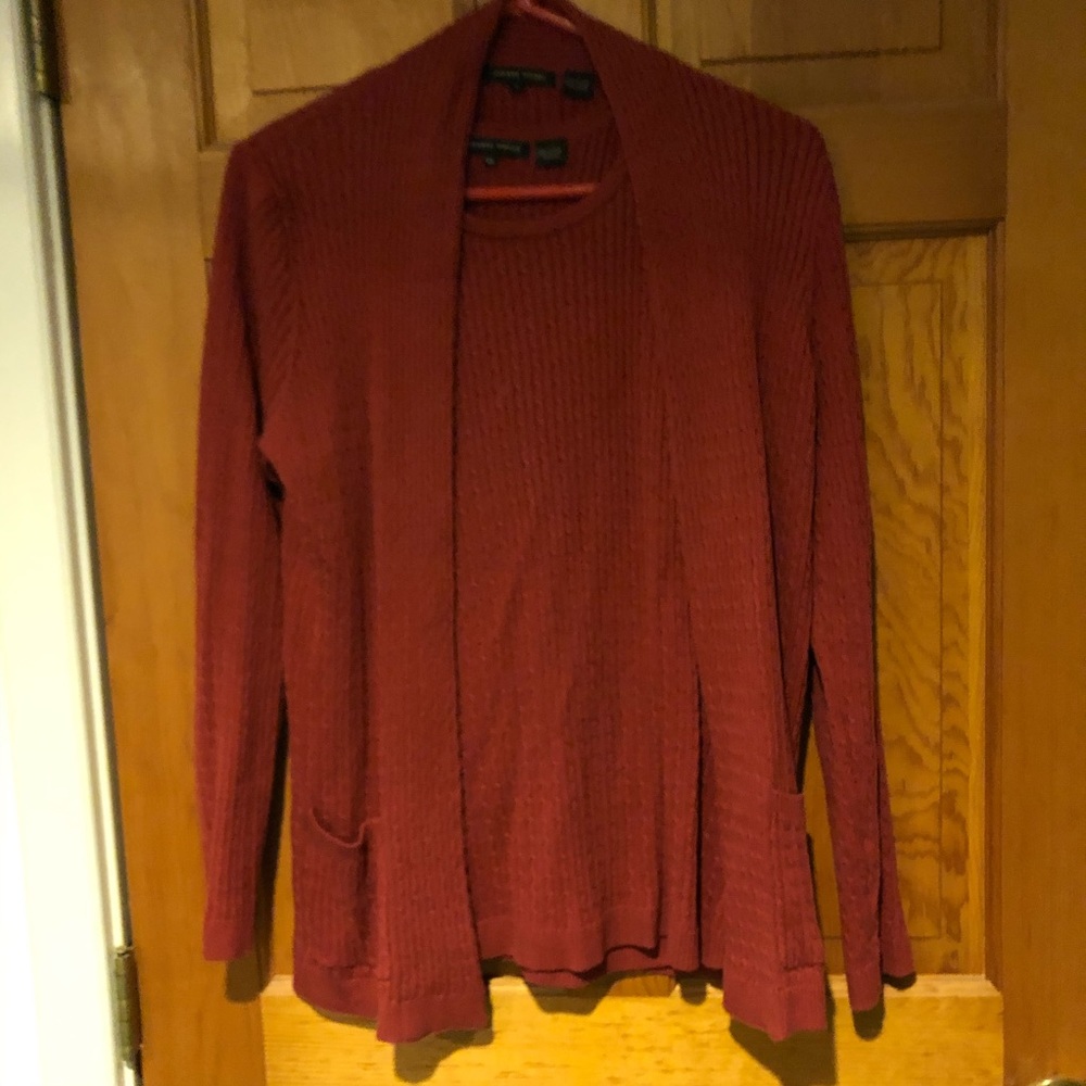 Sweater set, rust color, xl sweater, Lg top